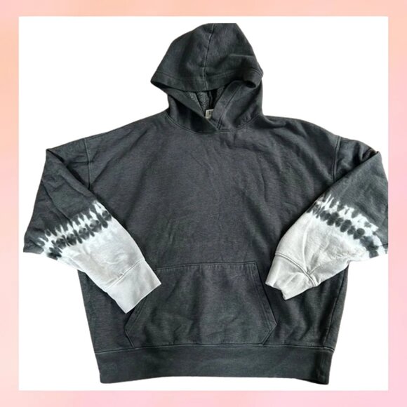PINK Victoria's Secret Sweaters - PINK Victoria’s Secret Black Wash Logo Large Fleece Hoodie Sweatshirt VS